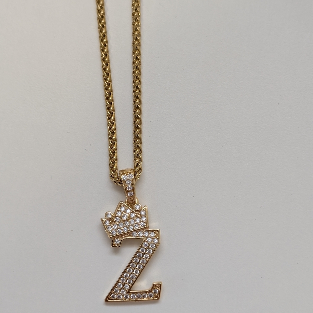 Gold Crown Initial Pendant Necklace
